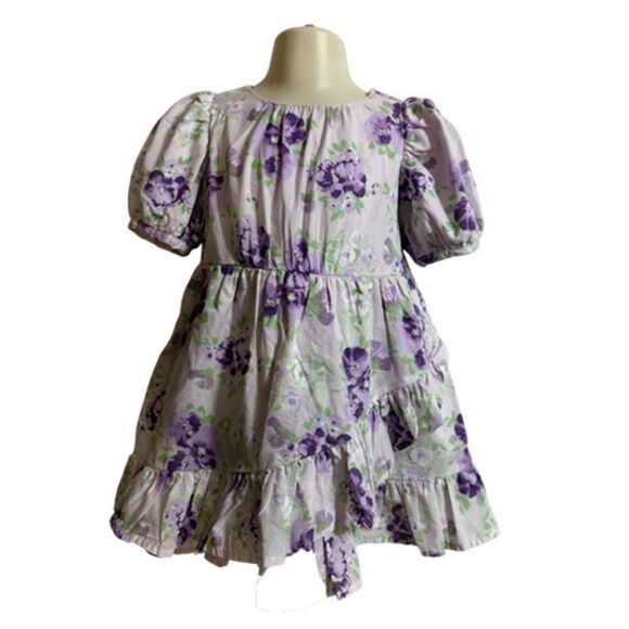Janie & Jack Purple Floral Print Ruffle Wrap Front Dress Size 2T - Picture 4 of 9